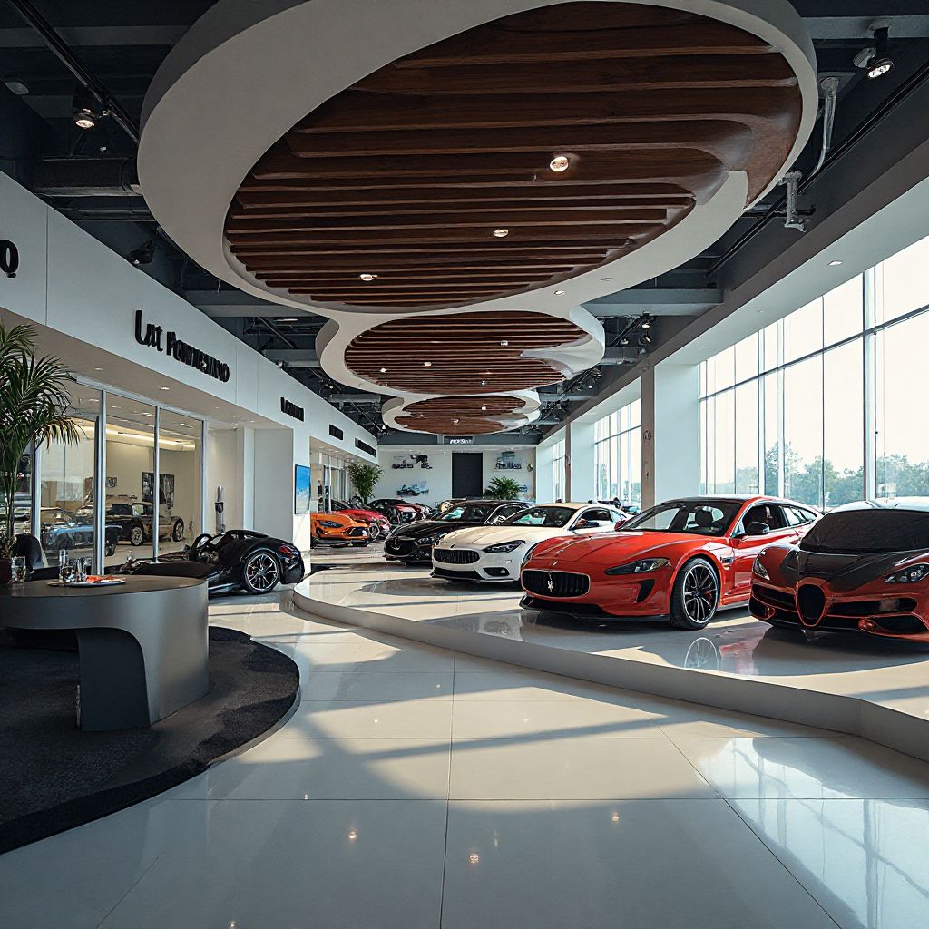 Modern car dealership showroom