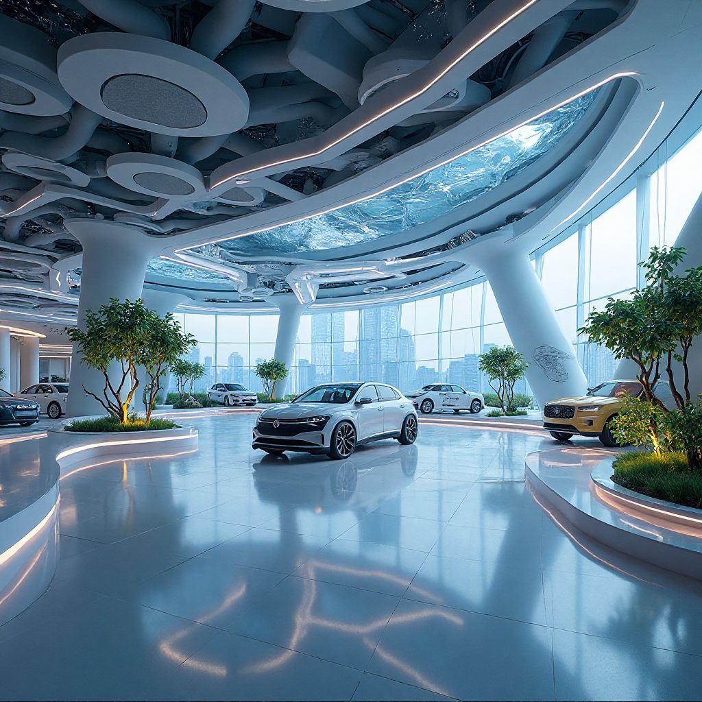 Futuristic car dealership concept