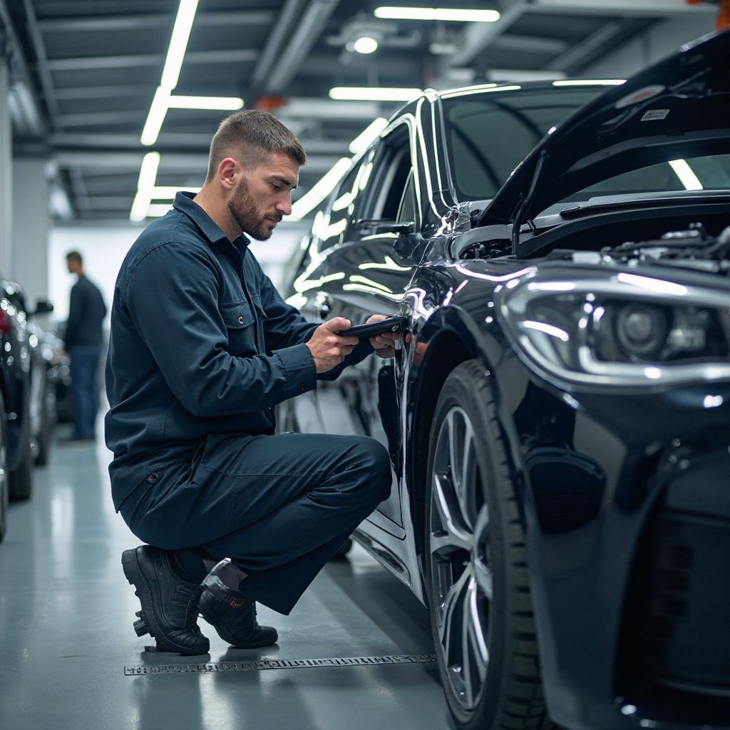 Car maintenance in modern workshop